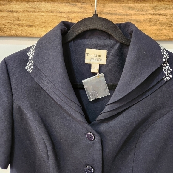 Vintage Tradition Petite Shirt and Skirt Combination Black Grey Floral Size 8P - Picture 2 of 16